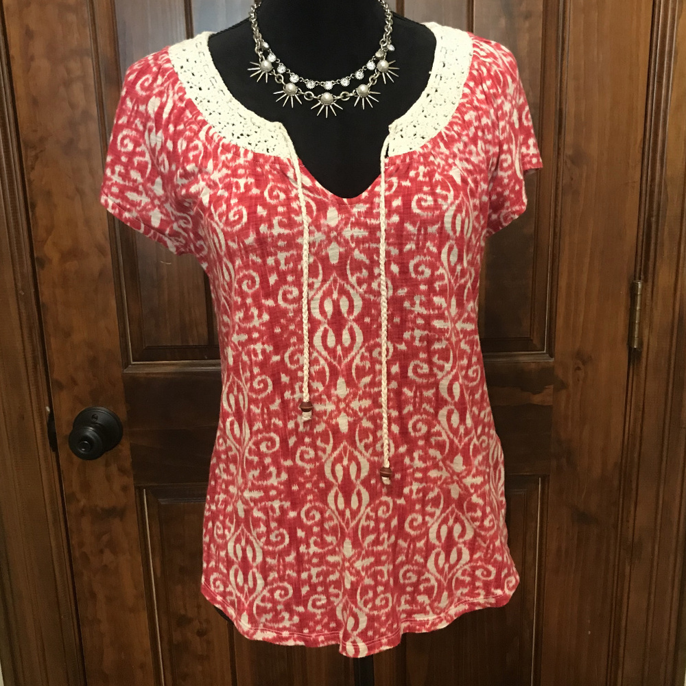 Lucky Brand Crochet neck top, small
